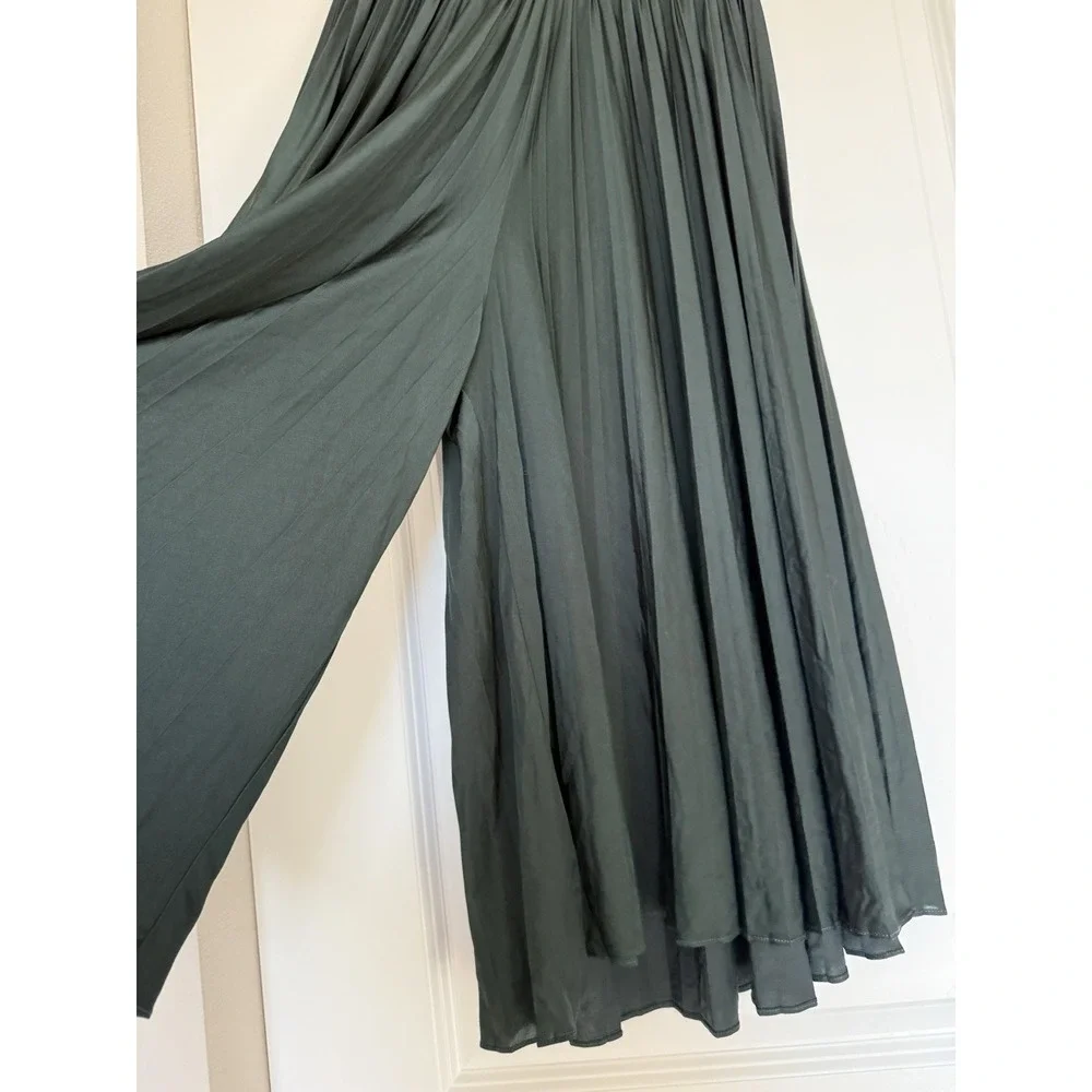 hugo‎ boss capri pants flowy wide leg Dark Green Size XS Workwear Office